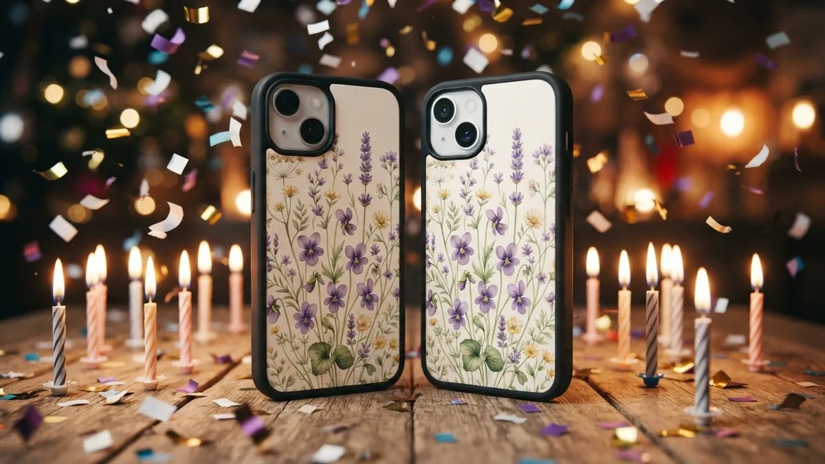 Phone cases styled as a gift — birthday gifts